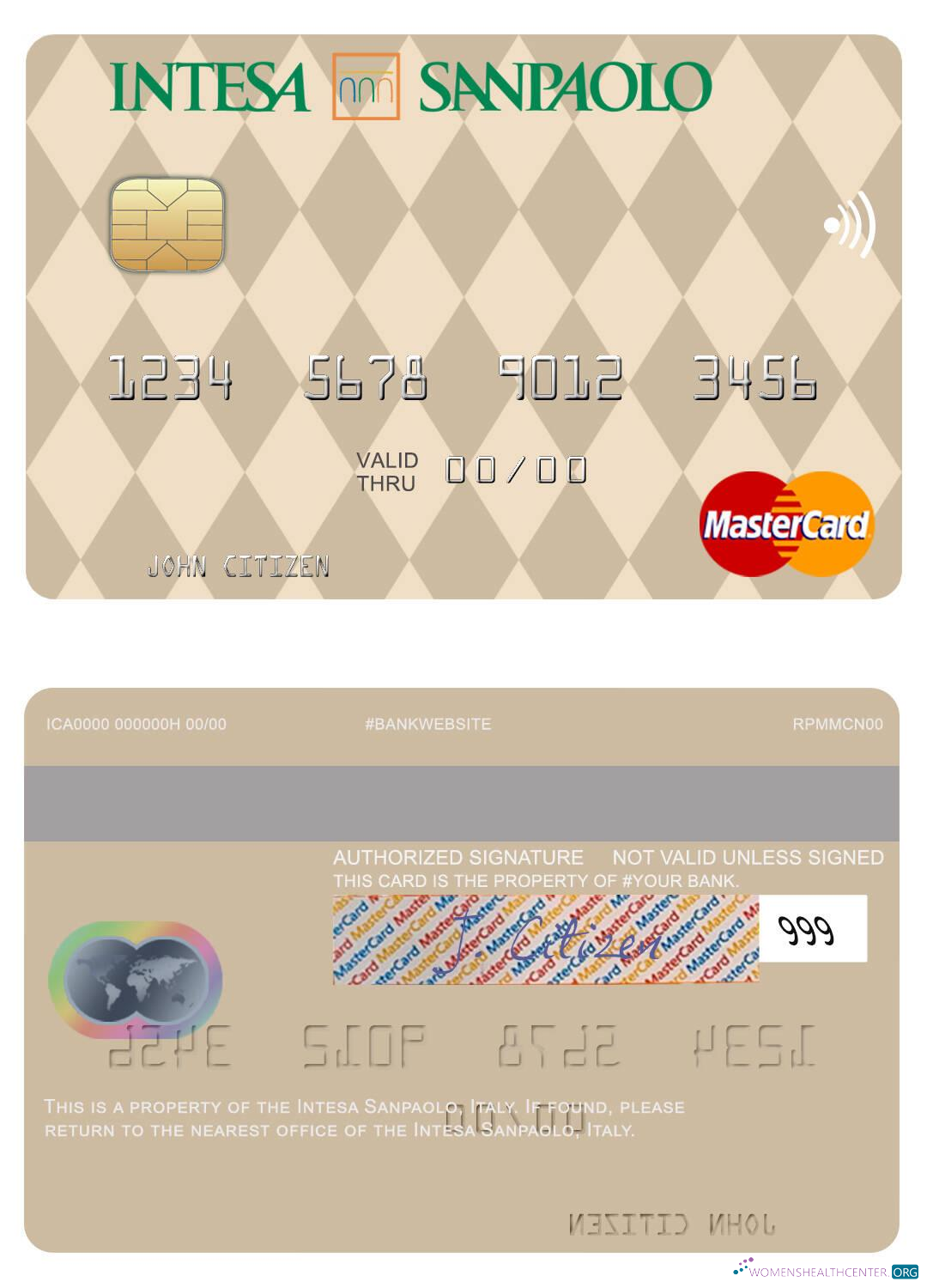 Download Italy Intesa Sanpaolo mastercard Photoshop template